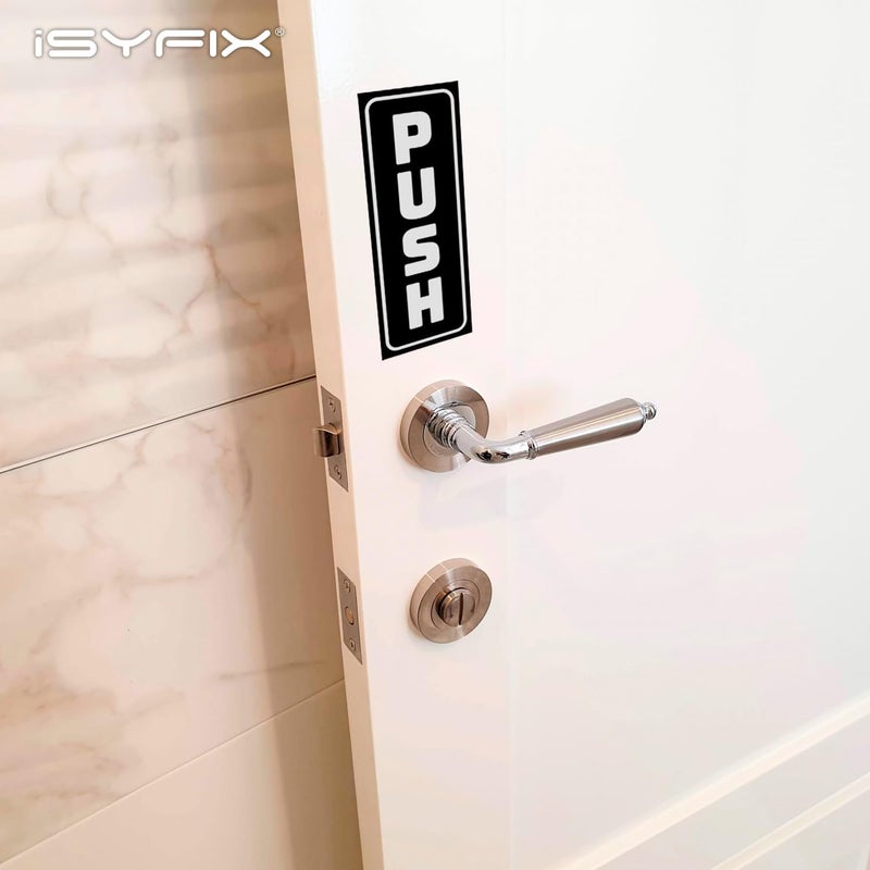 iSYFIX Push Pull Stickers Sign - 2 Pack 2.4x6 inch - Vertical Decal Self-Adhesive, Black/White Vinyl Sticker for Doors in Business, Stores, Cafes, Shops & More. Indoor and Outdoor use. - Image 4